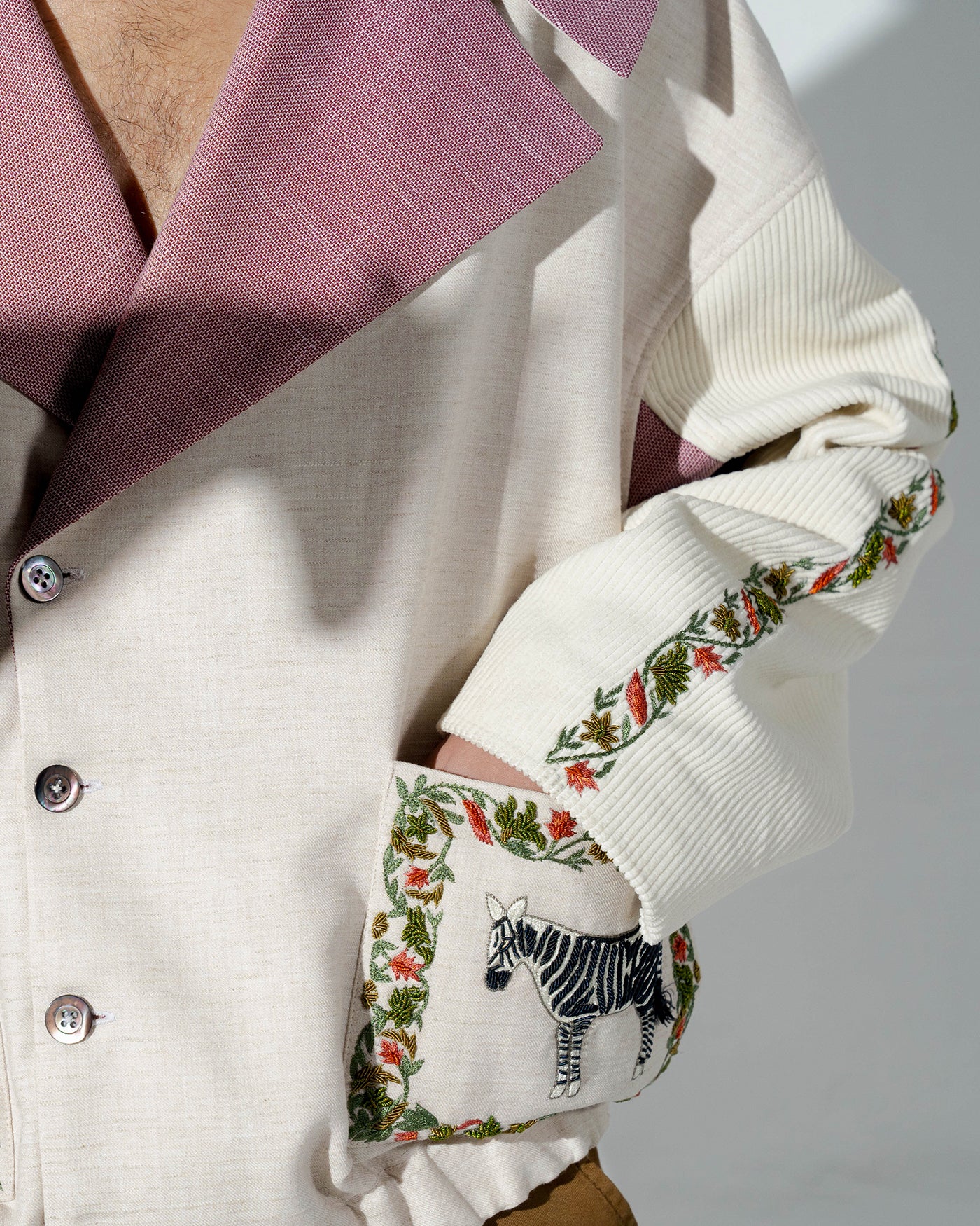 Zebra and Nilgai Retro Plaid Lapel Short Jacket