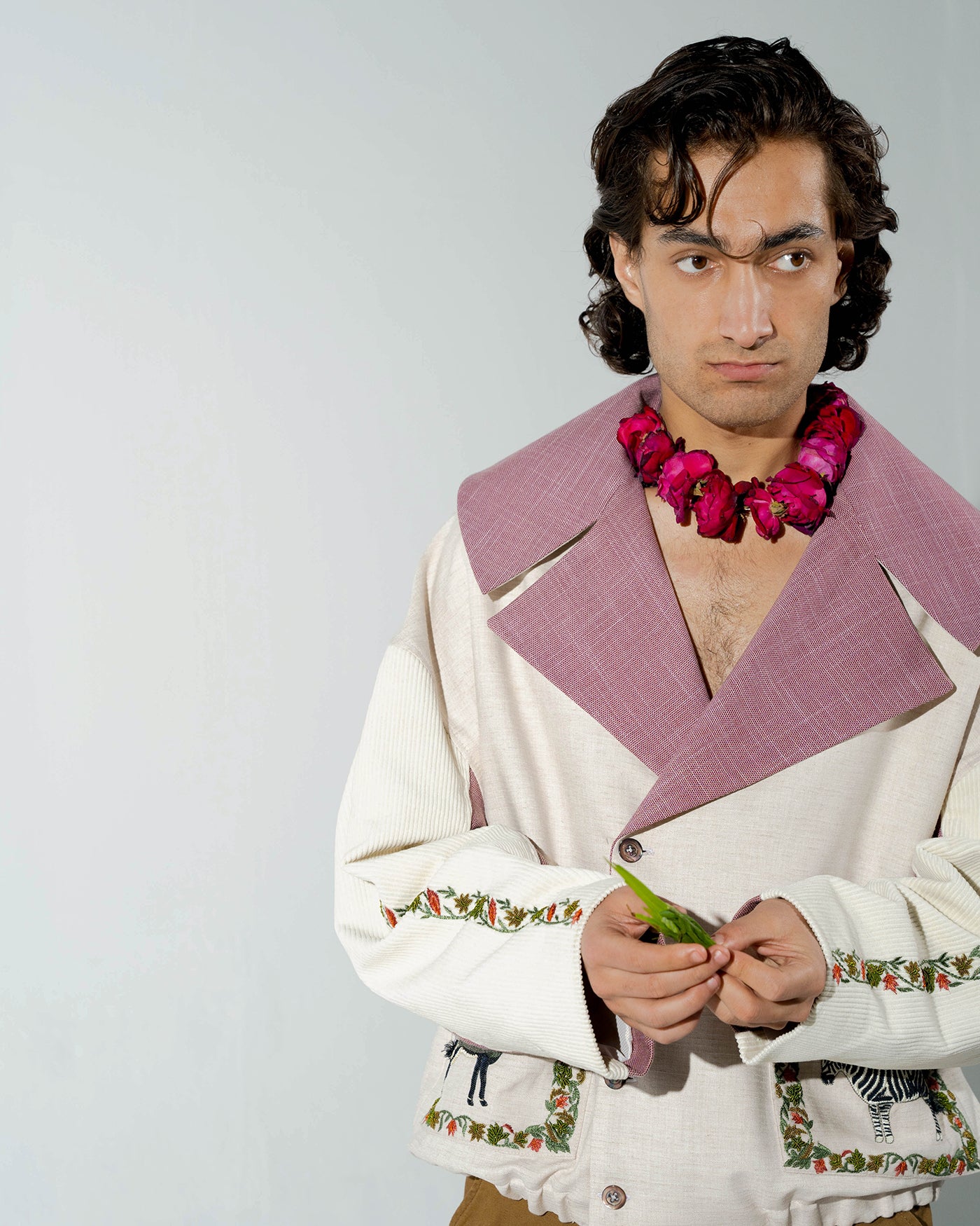 Zebra and Nilgai Retro Plaid Lapel Short Jacket