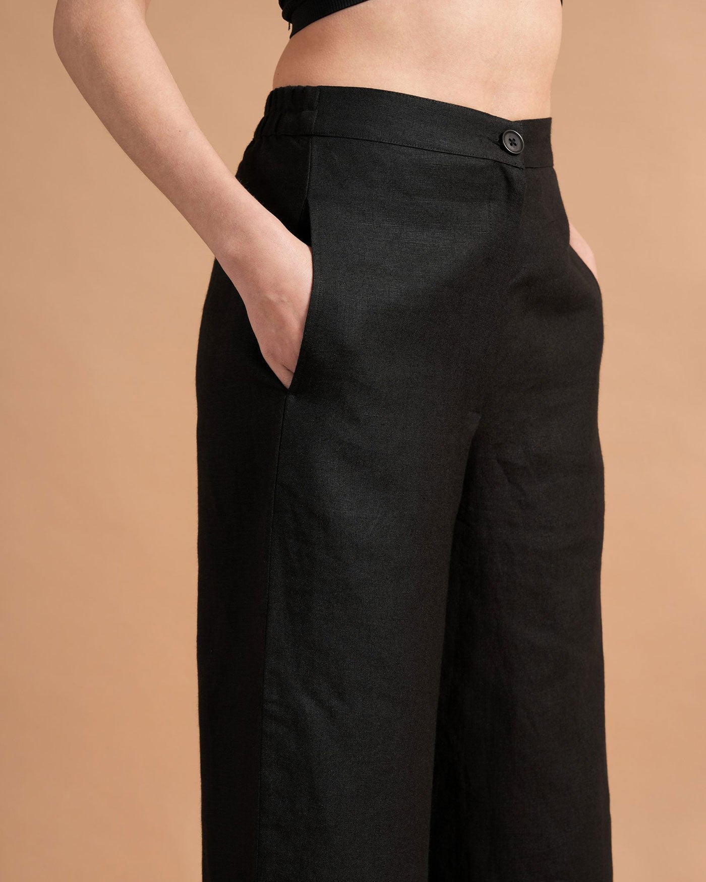 Midnight Linen High-Neck Set