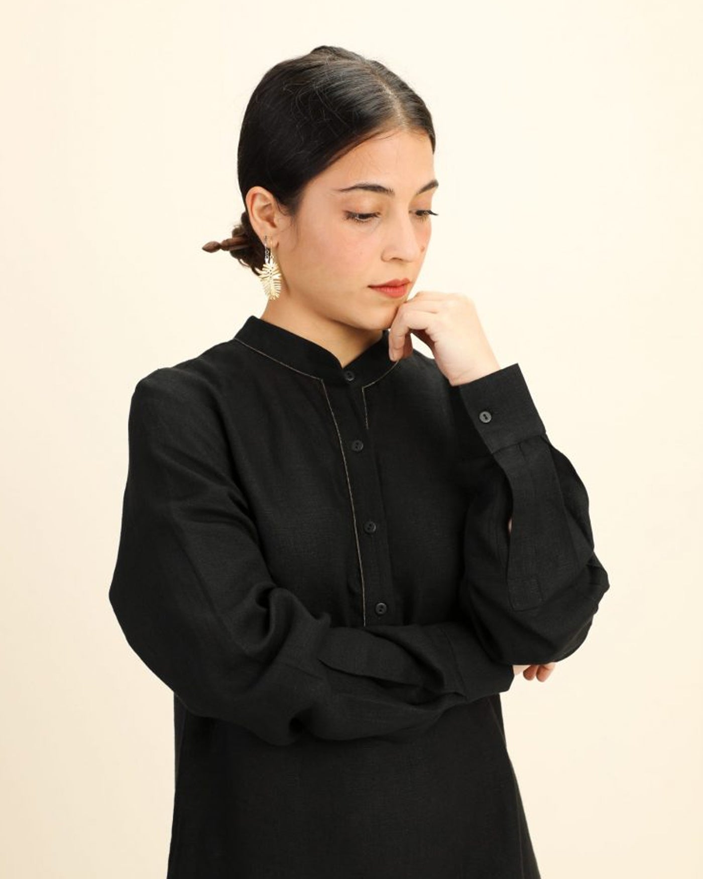 Golden Linen Kurta